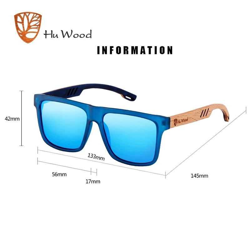 HU WOOD New High Quality Square Sunglasses For Men Polarized UV400 Fashion Sunglass Mirror Sport sun glasses Driving oculos - Vittstore