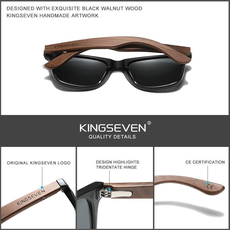 KINGSEVEN Brand 2022 Fashion Handmade Natural Wooden Sunglasses For Men Women Polarized Sun Glasses UV400 Mirror Male Eyewear - Vittstore