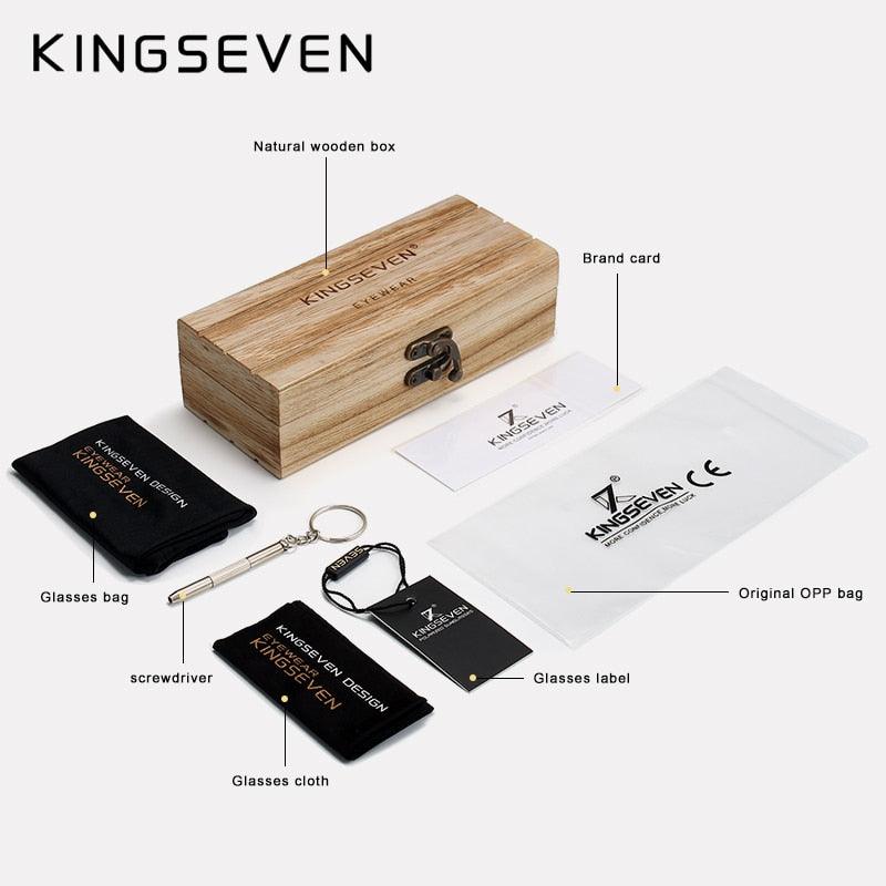 KINGSEVEN Brand 2022 Fashion Handmade Natural Wooden Sunglasses For Men Women Polarized Sun Glasses UV400 Mirror Male Eyewear - Vittstore