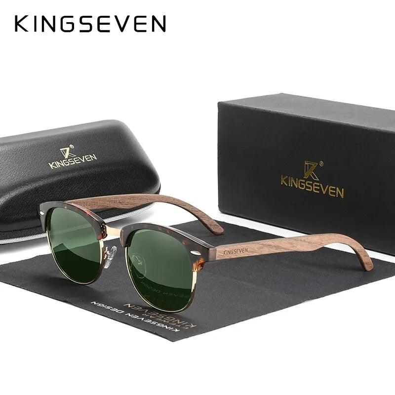 KINGSEVEN ÓCULOS DE SOL POLARIZADO UV400 FEITO Á MÃO DE MADEIRA NOGUEIRA PARA MULHERES - Vittstore