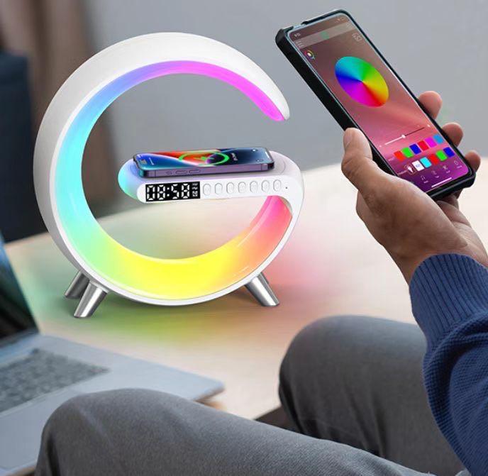 Bluetooth Speaker LED Alarm Clock.RGB Colorful Atmosphere Night Light Lamp.Sunrise Simulation Wake Up.15W Wireless Phone Charger - Vittstore