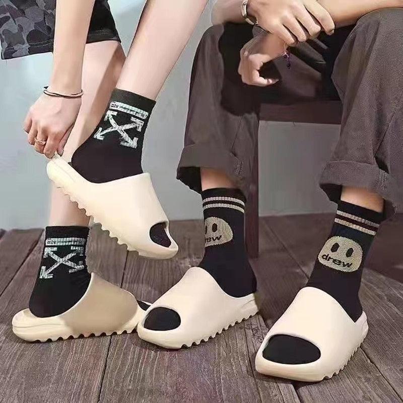 Summer New Women's Slippers Men 2023 Indoor Eva High Soft Bottom Sandals Trend Slides Beach Shoes Couple Slippers Luxury Sandals - Vittstore