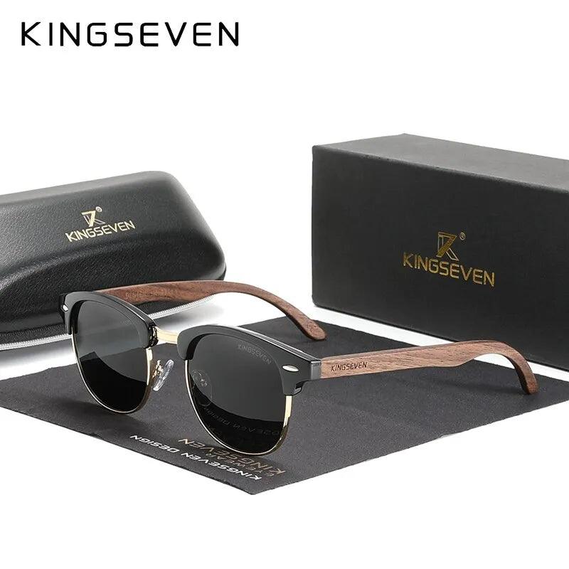 KINGSEVEN ÓCULOS DE SOL POLARIZADO UV400 FEITO Á MÃO DE MADEIRA NOGUEIRA PARA MULHERES - Vittstore