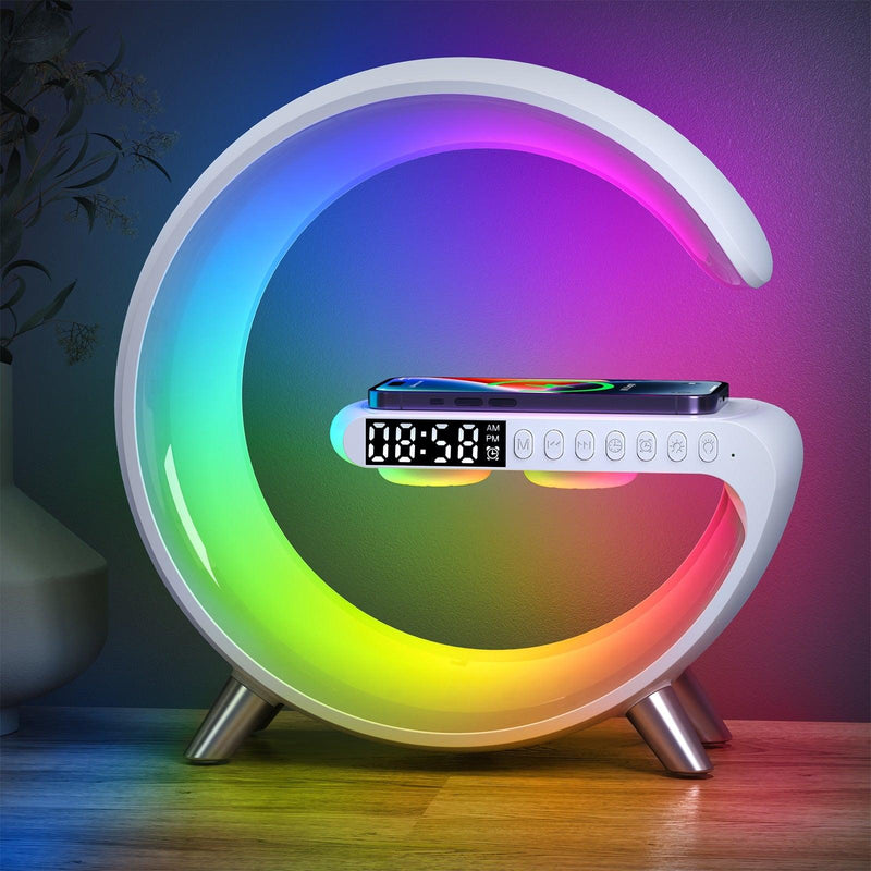 Bluetooth Speaker LED Alarm Clock.RGB Colorful Atmosphere Night Light Lamp.Sunrise Simulation Wake Up.15W Wireless Phone Charger - Vittstore