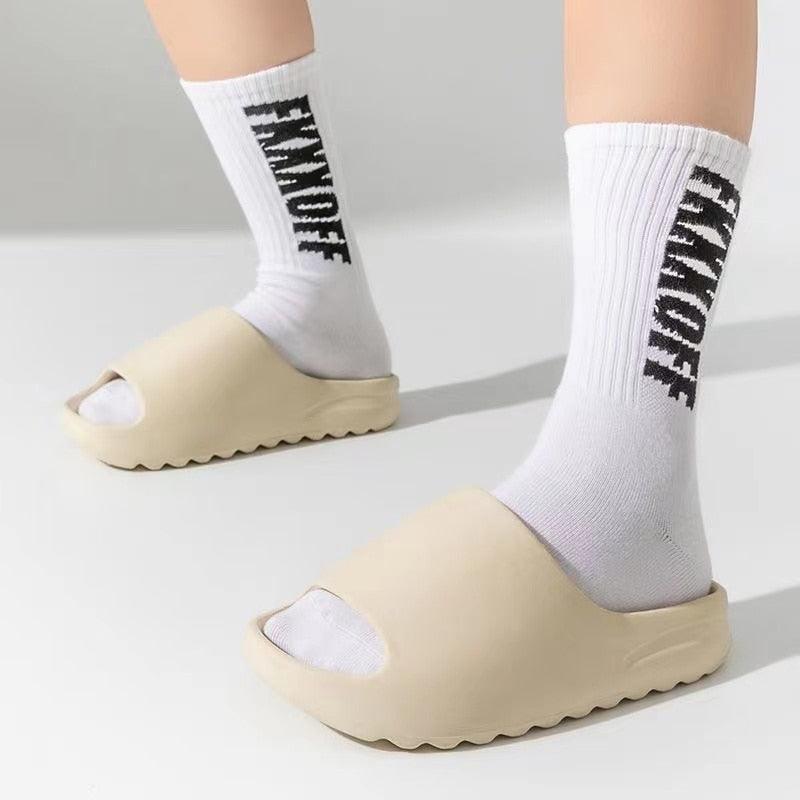 Summer New Women's Slippers Men 2023 Indoor Eva High Soft Bottom Sandals Trend Slides Beach Shoes Couple Slippers Luxury Sandals - Vittstore